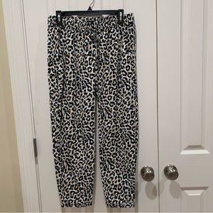J. Crew Animal Print Cheetah Leopard Linen Blend Elastic Waist Cropped Pockets